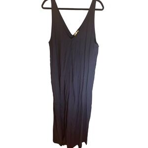 New! Kori Black V-Neck Sleeveless Rayon Wide Leg Jumpsuit‎ Romper L